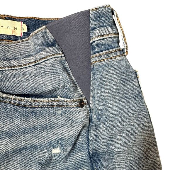 HATCH Maternity The Cut Off Denim Jean Shorts Size 30 Blue Distressed Stretch - Picture 6 of 9